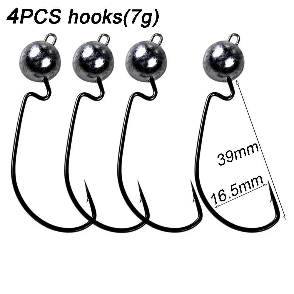 4PCS 7g worm hooks