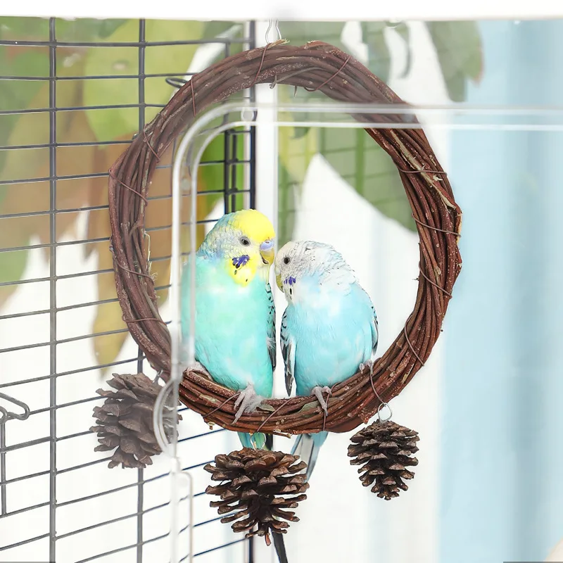 Parrot Twig Preparation Ring for Hanging Play Pet Play Accessory for Budgies Cockatiels Parakeets Canaries Finches