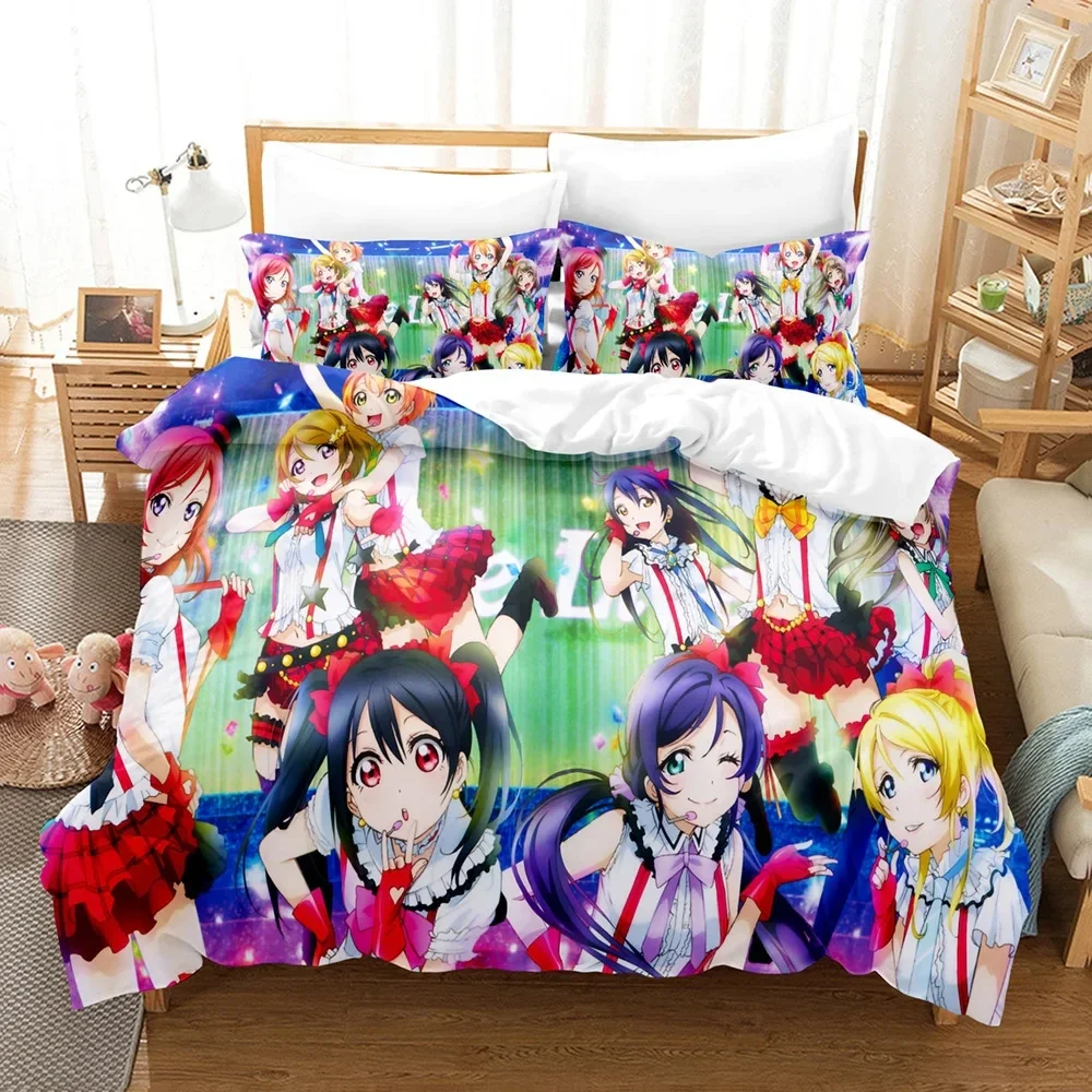 Anime Love Live! School Idol Festival Bedding Set Boys Girls Twin Queen Size Duvet Cover Pillowcase Bed Kids Adult 2