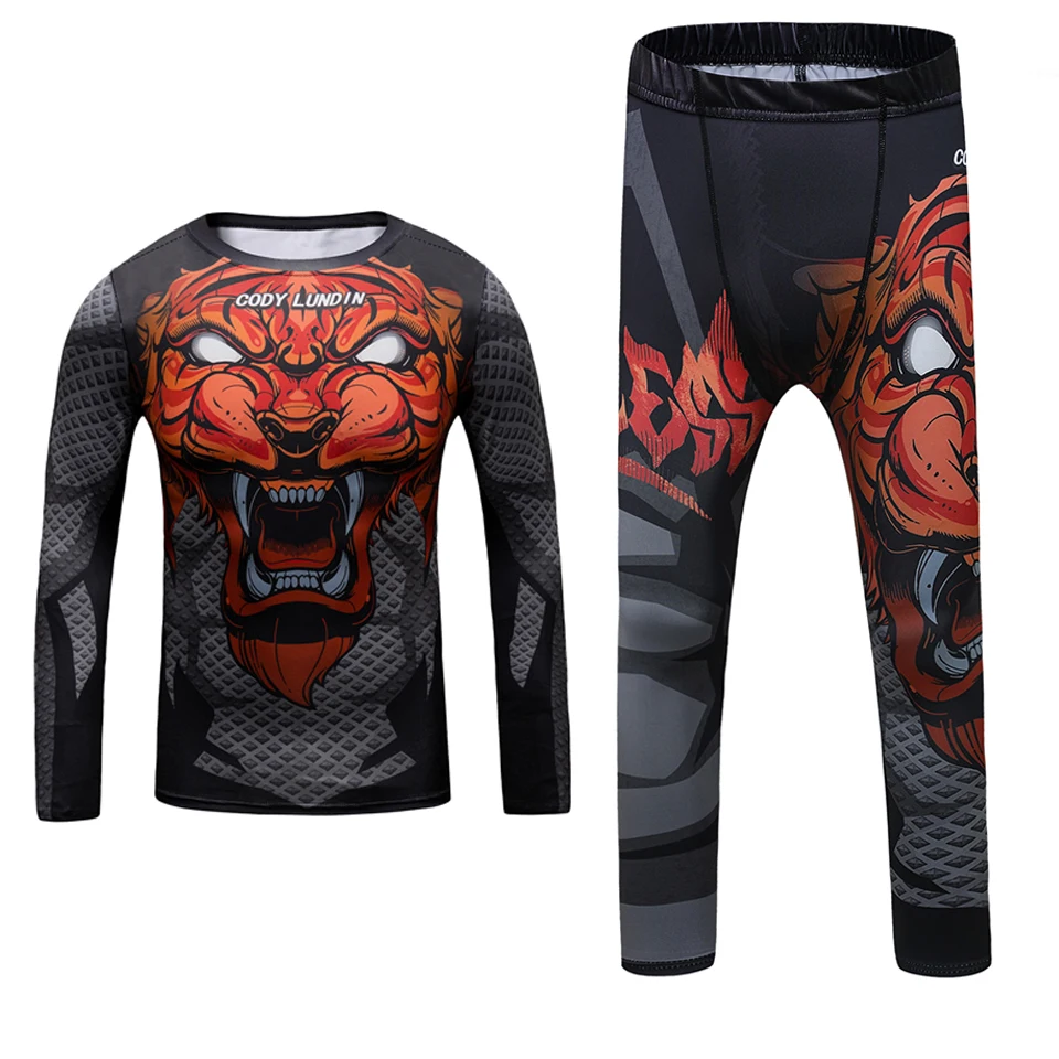Children MMA Rashguard For Kids Jiu Jitsu T-shirt+Pant Sportsuit Boy MMA Shorts Clothing Bjj Kickboxing Jerseys Running Sets 5