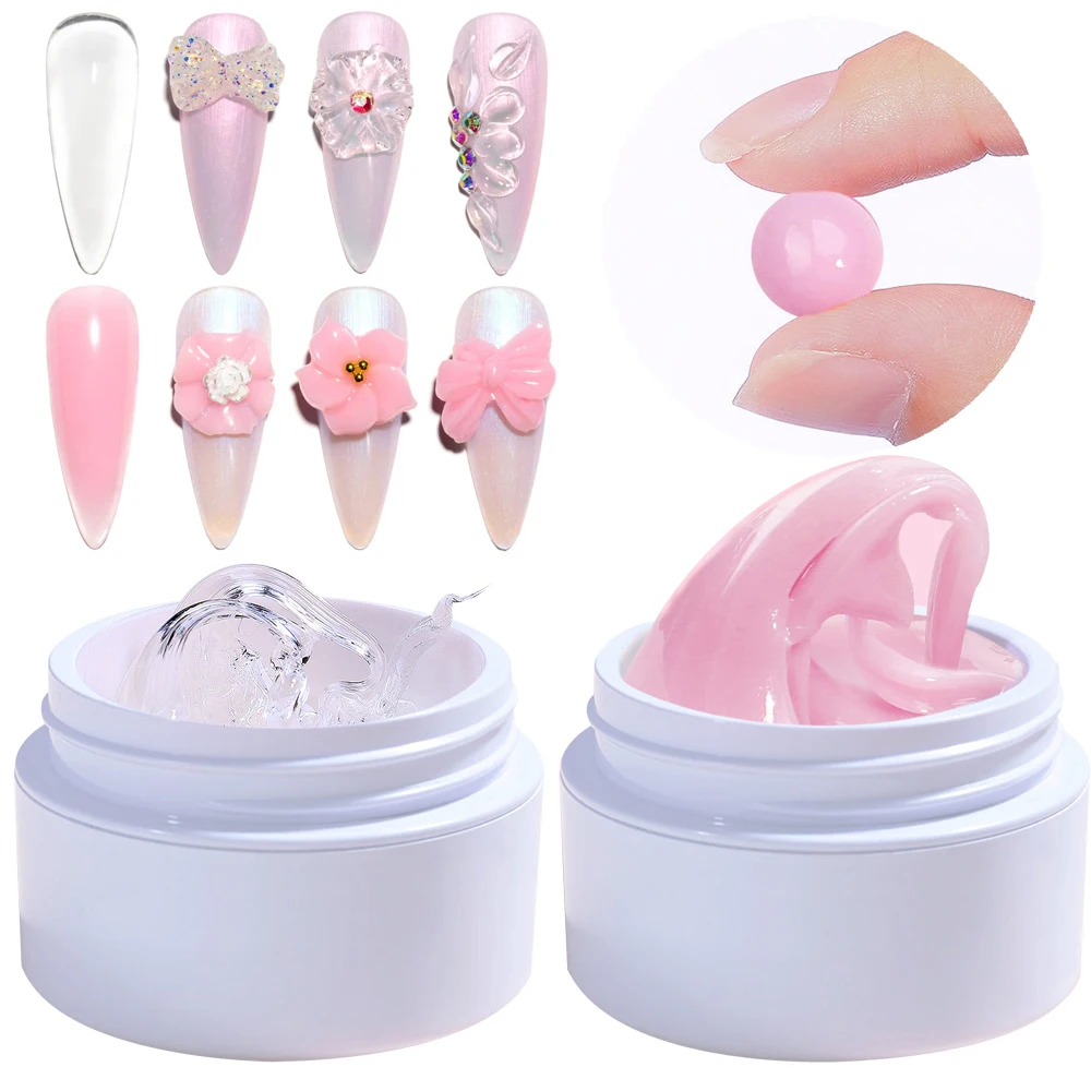 

Pink/Clear/White Solid Builder Gel For Nails Hard Gel Extension Builder Nail Gel,Non-Sticky 3D Sculpture Diy Nail Poly Art Gel