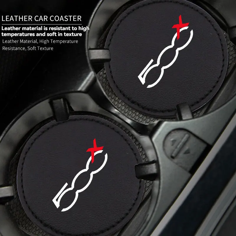 Car Coaster Mats Water Cup Bottle Anti-slip Pads Mat Waterproof 2Pcs For Fiat Abarth 500X Car Accessories