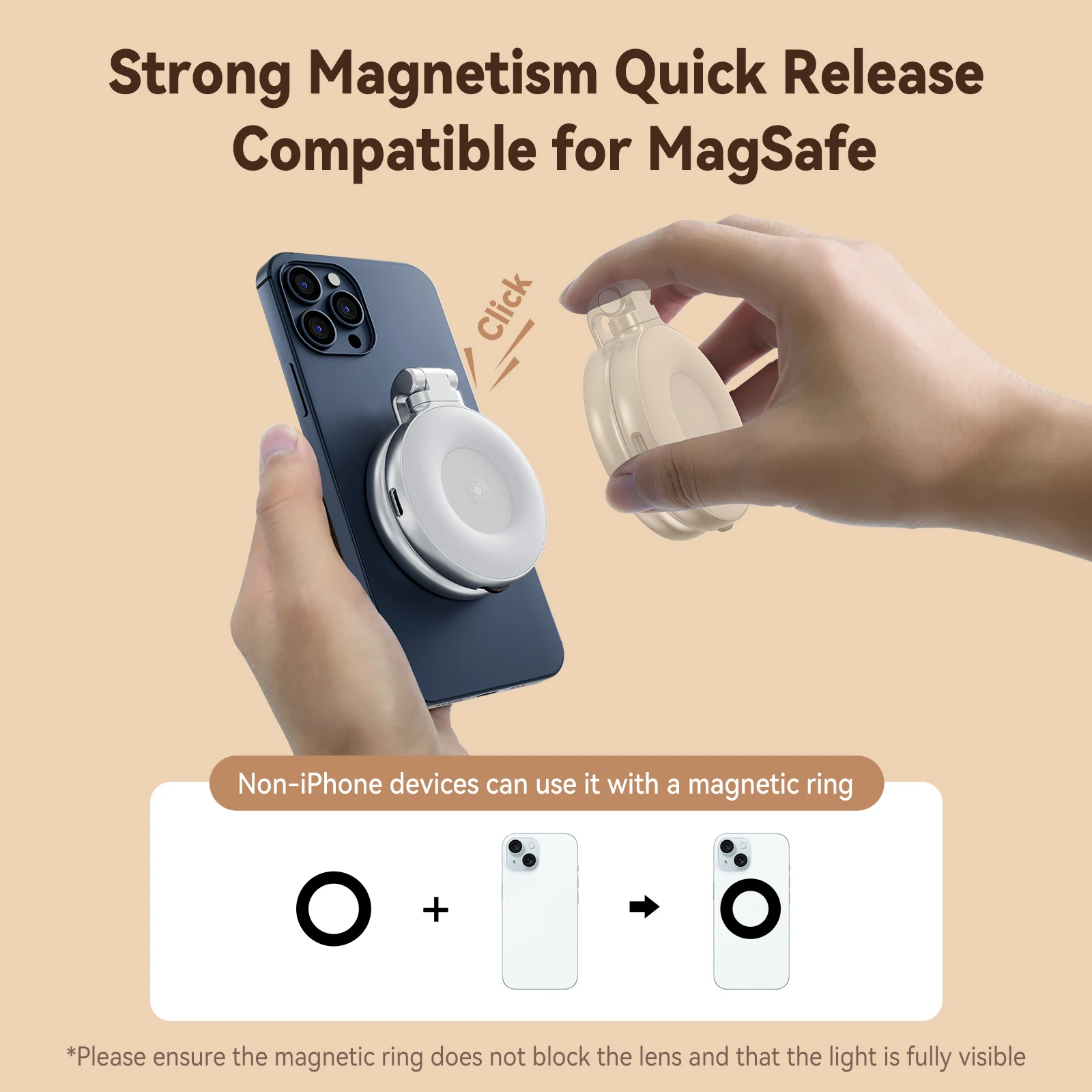 TELESIN Luce di riempimento magnetica Mini Selfie Luce 3 modalità Luminosità regolabile per Smartphone Iphone XIAOMI HUAWEI SAMSUNG Telefono - Image 4