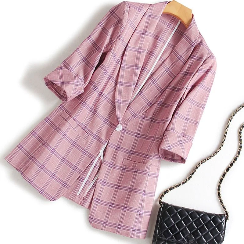 New Fashion Business Interview Set Women's Work Office Women's Quarter Sleeve Spring and Autumn Casual Blazer Traje 2023 Trend