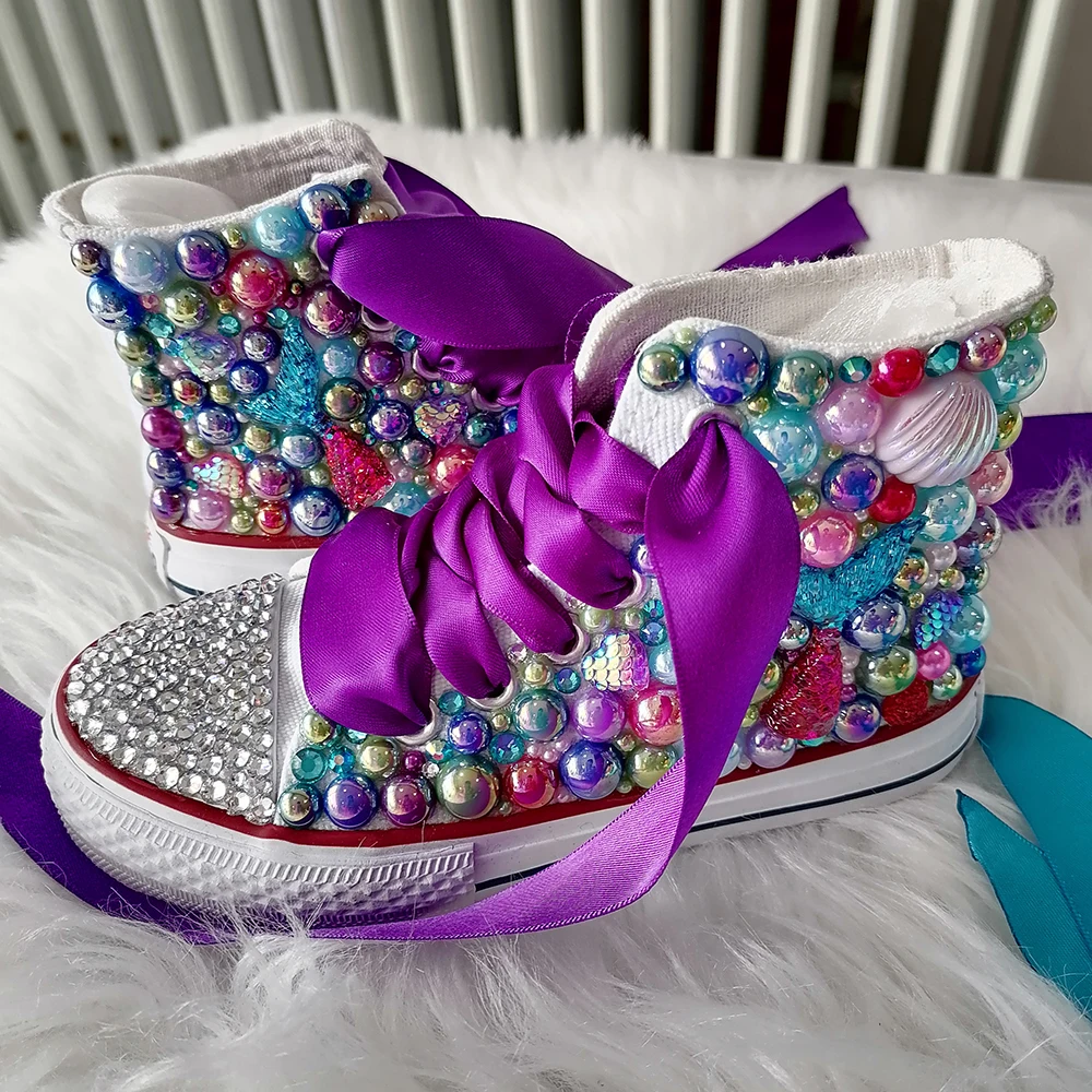 Handmade Rhinestones Bling Girls Womens Kids And Mother Candy Canvas Shoes Pearls Sneakers for Girl Birthday Party Wedding kids sneakers kids shoes
