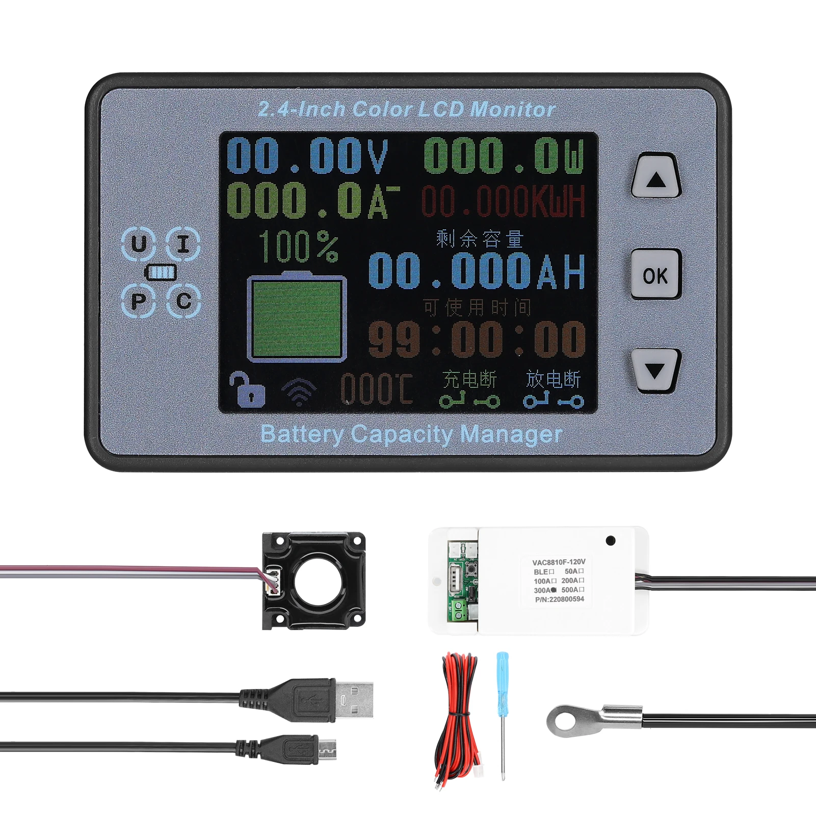 Dc 120v 300a Wireless Voltage Meter Ammeter Voltmeter Solar Battery