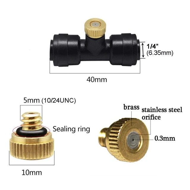 10 Pcs 10/24 "Szál 0,1/0,2/0,3/0,4 Mm Sárgaréz Ködös Fúvókák Kerti Üvegházhatású Virágüzem Öntözőrendszer - Image 3