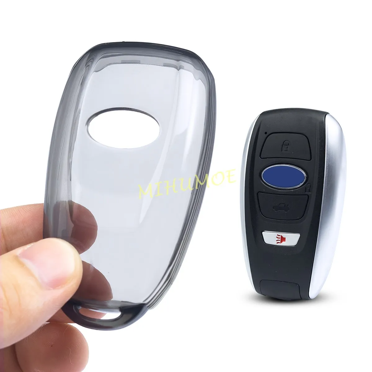 Sleek Black Transparent Car Key Fob Case Cover with Keychain