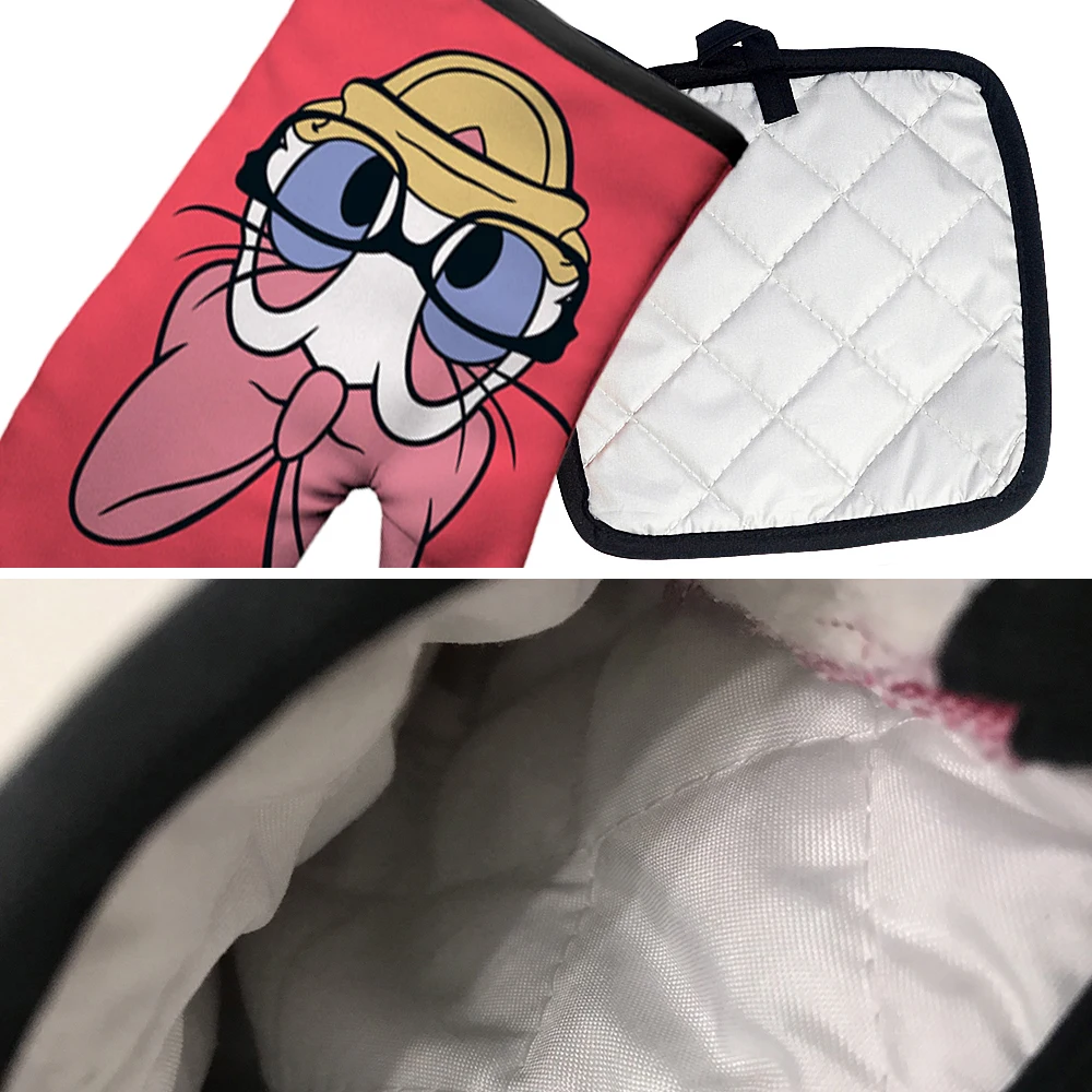 Silicone Oven Mitts MINISO Disney Microwave Baking Glove Mickey Mouse Heat Resistant Potholders Insulation Kitchen Cooking Tools