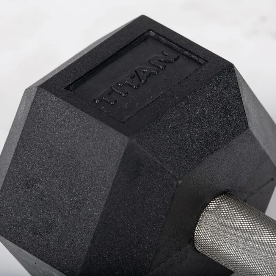 Pair Free Weights, Black Rubber Coated Hex Dumbbell, Straight Stainless Steel Handle, Strength Training, Full Body Workout