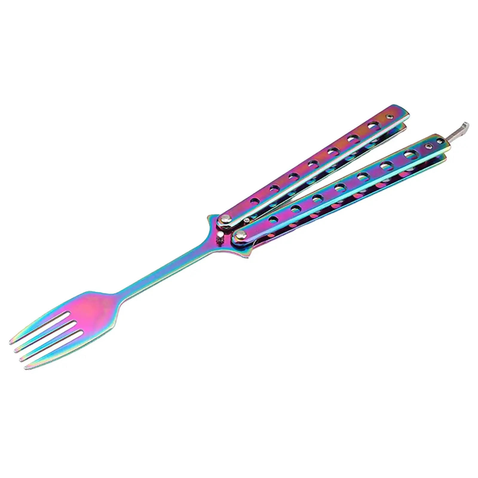 Butterfly Fork 9.06`` Portable Metal Butterfly Training Fork Outdoor Dinnerware for Travel Office Picnic BBQ Backpacking