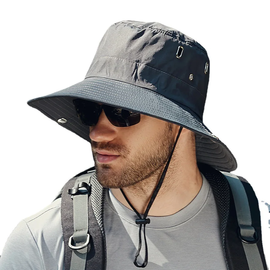 

Men's Sunshade Large Eaves Sun Hat Riding Hiking Fishing Outdoor fisherman's Cap Fashion Sun Hat Free Shipping Sun Hats