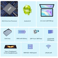 PRITOM TAB11 Android 14 Tablet, 10 Inch, Octa-Core, 5G WiFi6, 128GB, 8000mAh, HD IPS Display, Dual Camera, Bluetooth, FM, TYPE C - Image 5
