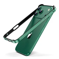 Luxury Alloy Metal Bumper Phone Case with Silicone Lining and Anti - Collision Frame - iPhone 15 Plus (Green)