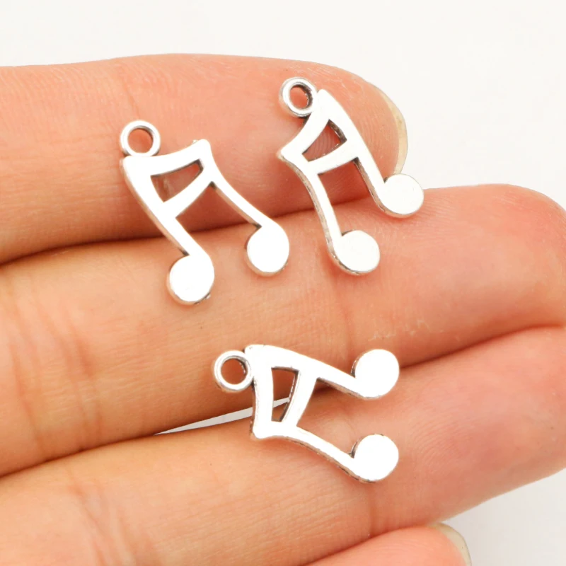 20pcs 17x11mm 매력 음표 티벳 실버 도금 펜던트 골동품 보석 만들기 DIY 수제 공예