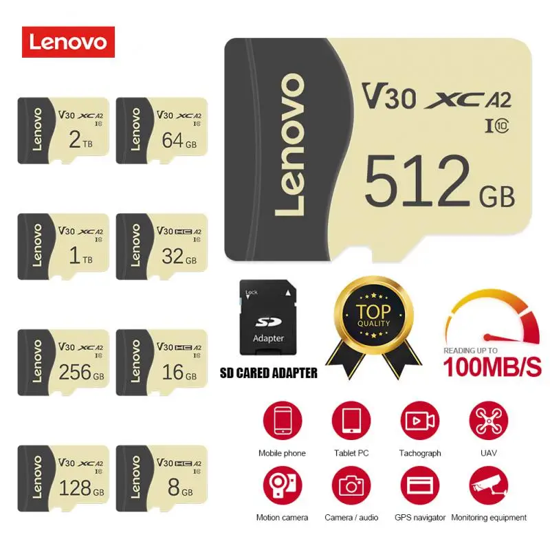 Lenovo Memory Card 32GB 64GB 256GB Micro TF Card 512GB 1TB Class 10 SD