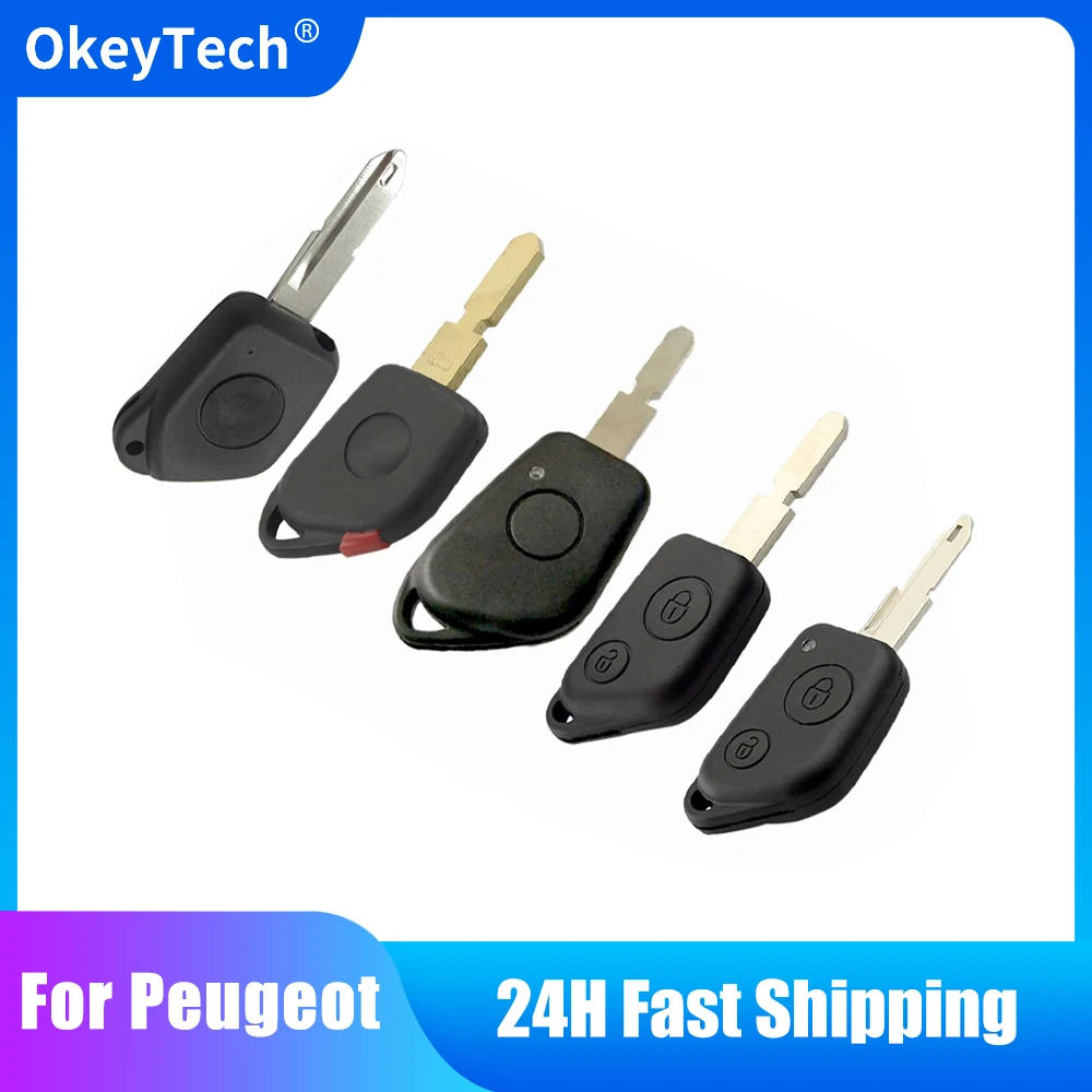 

OkeyTech Car Key for Peugeot 307 206 407 308 3008 208 508 2008 llave Shell Case Cover Holder Fob 1/2 Button Uncut Blank Blade