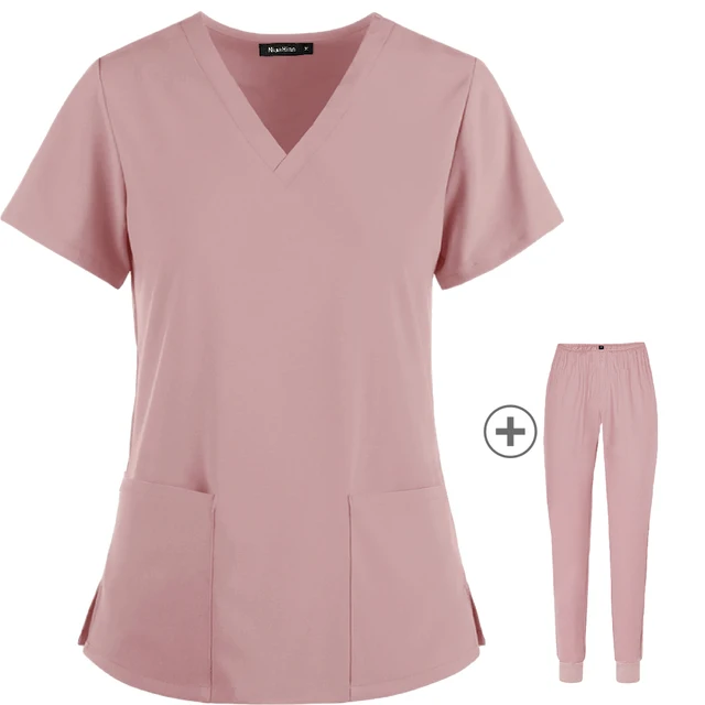 Wholesale Women Wear Scrub Suits Hospital Doctor Working Uniform Medical Surgical Multicolor Unisex Uniform nurse accessories Pink