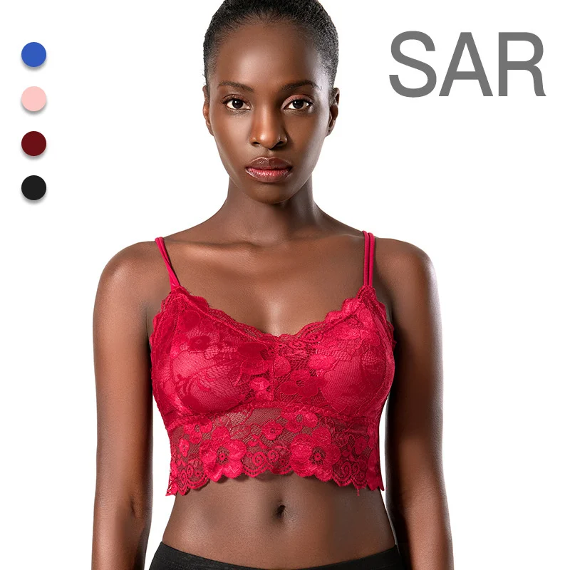 

Plus Size Lace Bralette Top: Sexy, Comfortable Wireless Underwear for Women, Seamless Solid Color Bra with Hollow Out Design
