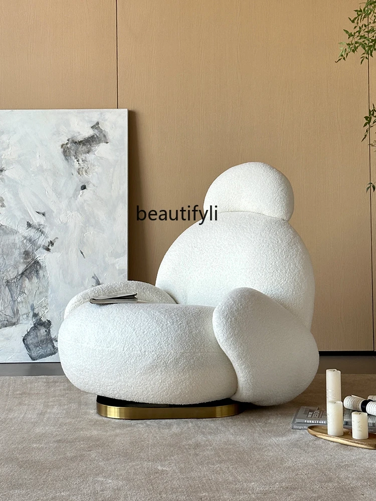 

Modern Lazy Sofa Home Balcony Recliner Leisure Chair Living Room Couch Single-Seat Sofa Chair Couch White Swivel Chair