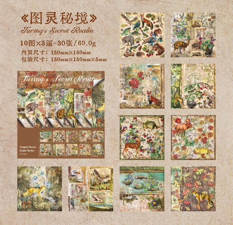30 Blatt Dekor Scrapbook Vintage Materialien Papier Combo Kit DIY Junk Journal Collage Fotoalbum Retro Hintergrundpapier – Detail 19