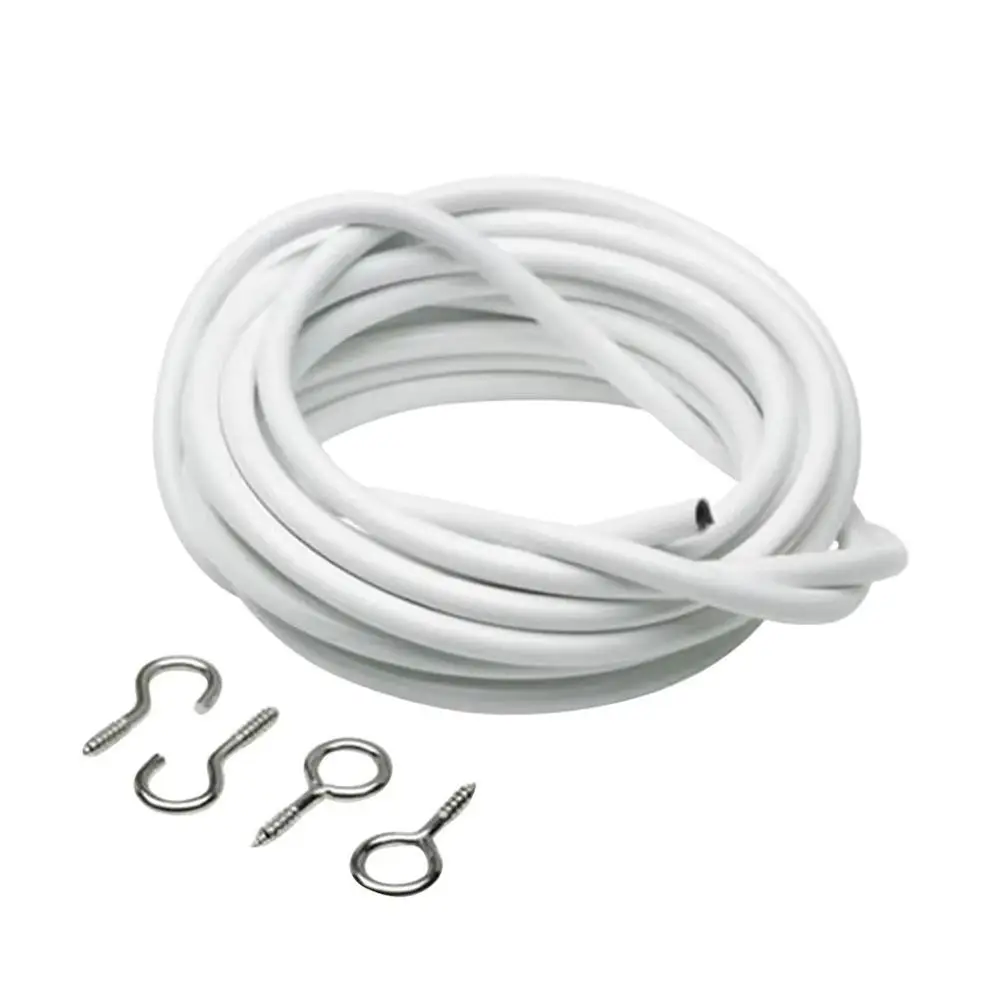 1 Satz langlebiges 2/3/4/5 Meter Vorhangfederseil aus PVC-Stahl mit HAKEN AUGEN Fensterschnur Kabelnetz Weißer Vorhangschienendraht – Detail 5