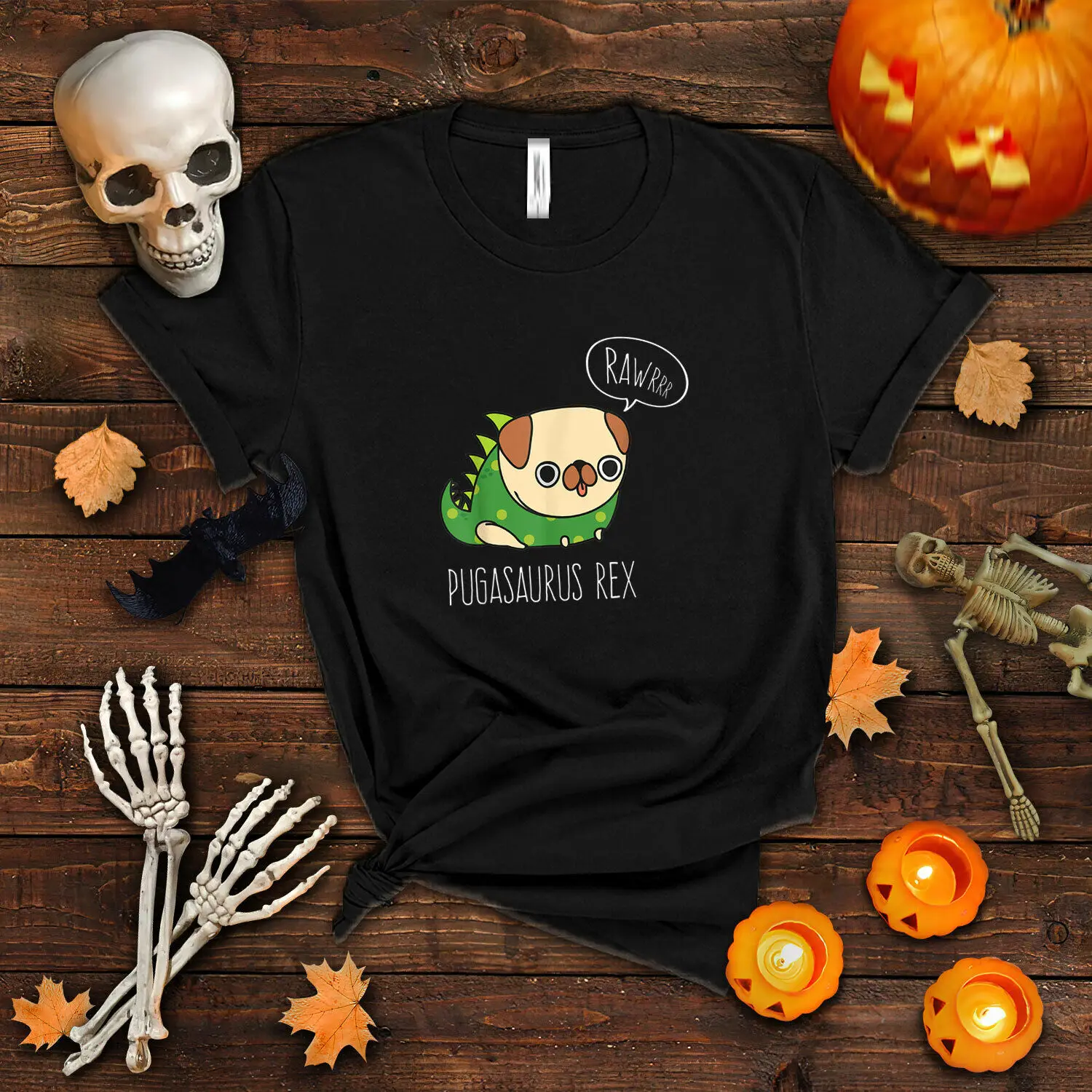 Pug Halloween Pugasaurus Rex Pug Dog Costume T-Shirt Maniche Lunghe O Corte
