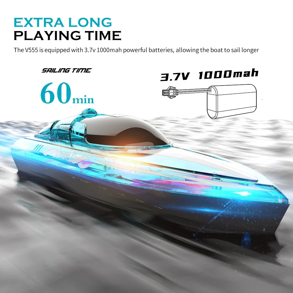 Bateau Télécommandé 2.4 GHz Avec LEDs Colorées - Jouet Aquatique Pour Piscine, Lac - Design Réaliste, Cadeau Enfants - Taille ~20 Cm