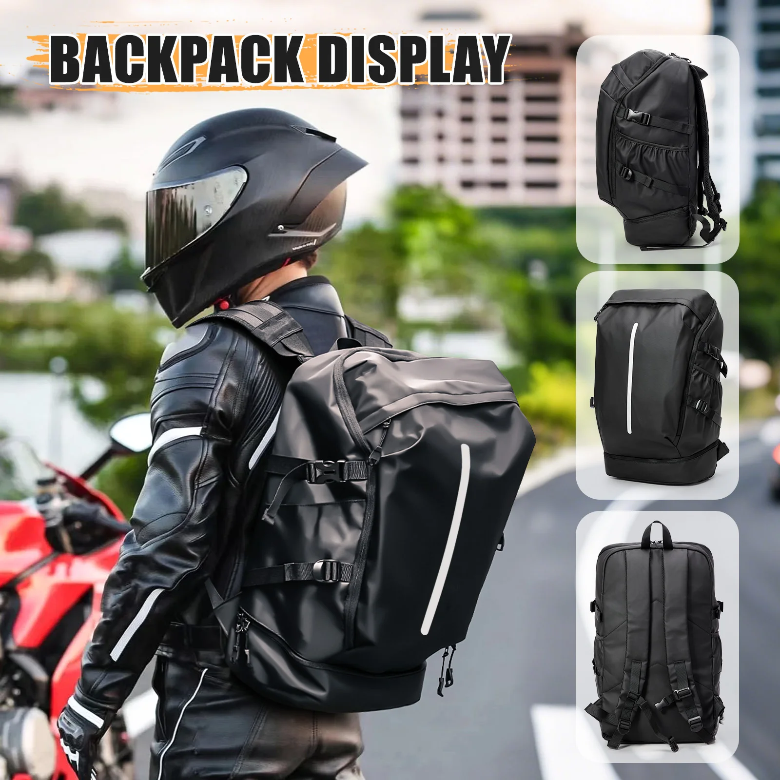 Outdoor Sports Travel Backpack For Men, Helmet bag, Motorcycle Backpack With Acareflective Strip, Weekend Leisure Backpack
