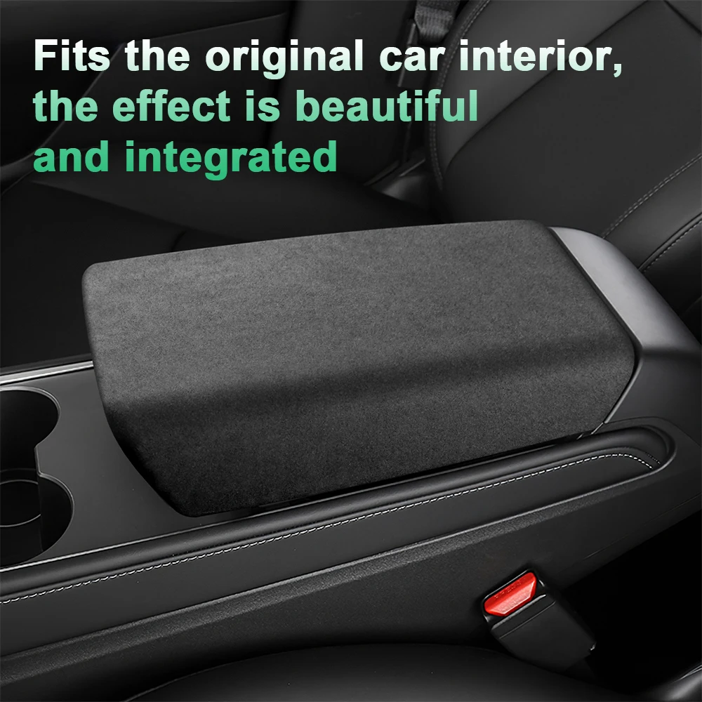 

Italy Super Suede Car Center Console Armrest Cover for Tesla Model 3 Model Y 2021 2022 2023 Turn Fur Trim Sticker Accessories