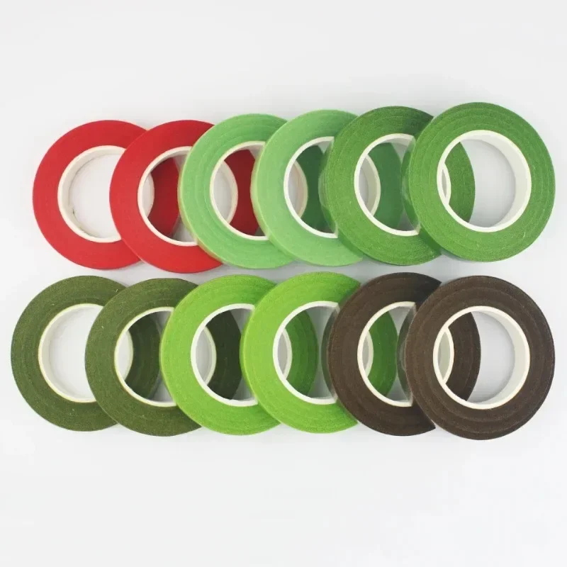 Self-adhesive Bouquet Floral Stem Tape Artificial Flower Stamen Wrapping Florist Green Brown Tapes DIY 12mm Flower Supplies grafting tape