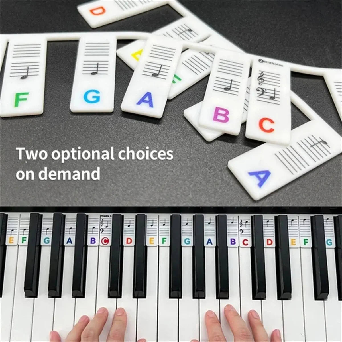 Piano keyboard stickers for 88/61 key removable note labels for learning notes guide beginner