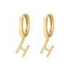 Initial earrings women Golden Color Letter Drop Hoop Earrings for Women French Glossy Initial Hoop Earrings Jewelry wholesale 4