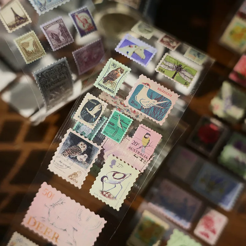 55mm x 2m 빈티지 메모리 메일 마스킹 Washi 테이프 레트로 스탬프 장식 접착 테이프 DIY Scrapbooking 스티커 라벨 편지지