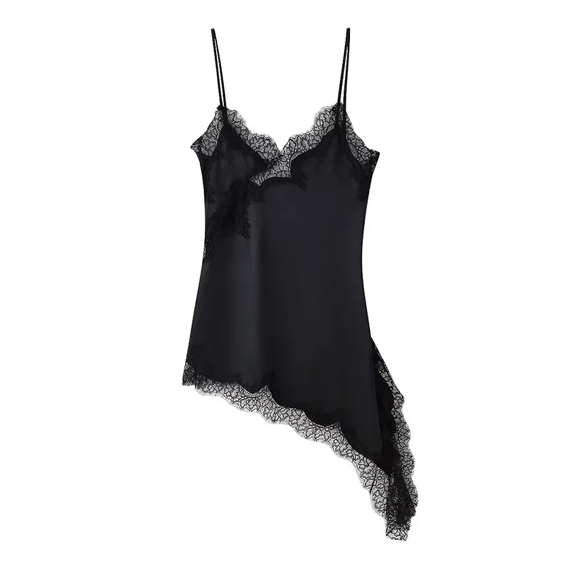 Sexy Lace Patchwork Blouses For Women, Sleeveless Square Neck, For Party Club, Vacation Chic Lady Shirts - Uniqwear