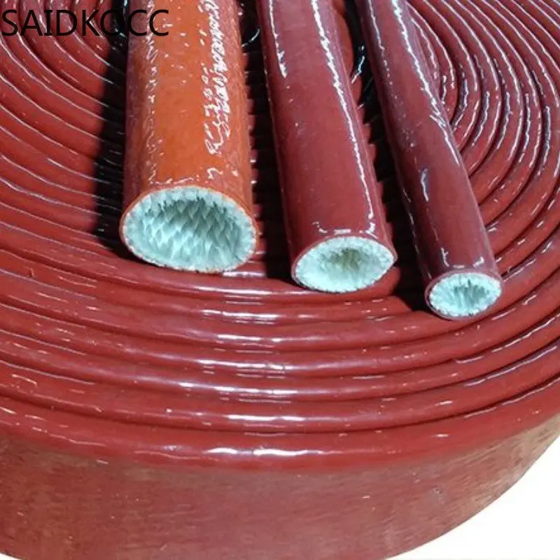 10mm 12mm 15mm Silicone rubber insulated tube Fire heat resistant pipe Heat  insulation hose oil tube protect glass fibre sleeve - AliExpress