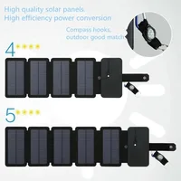 Chargeur solaire portable 5V 2.4A USB pour extérieur, pliable, pour camping, randonnée, sac à dos, voyage, alimentation smartphone 5