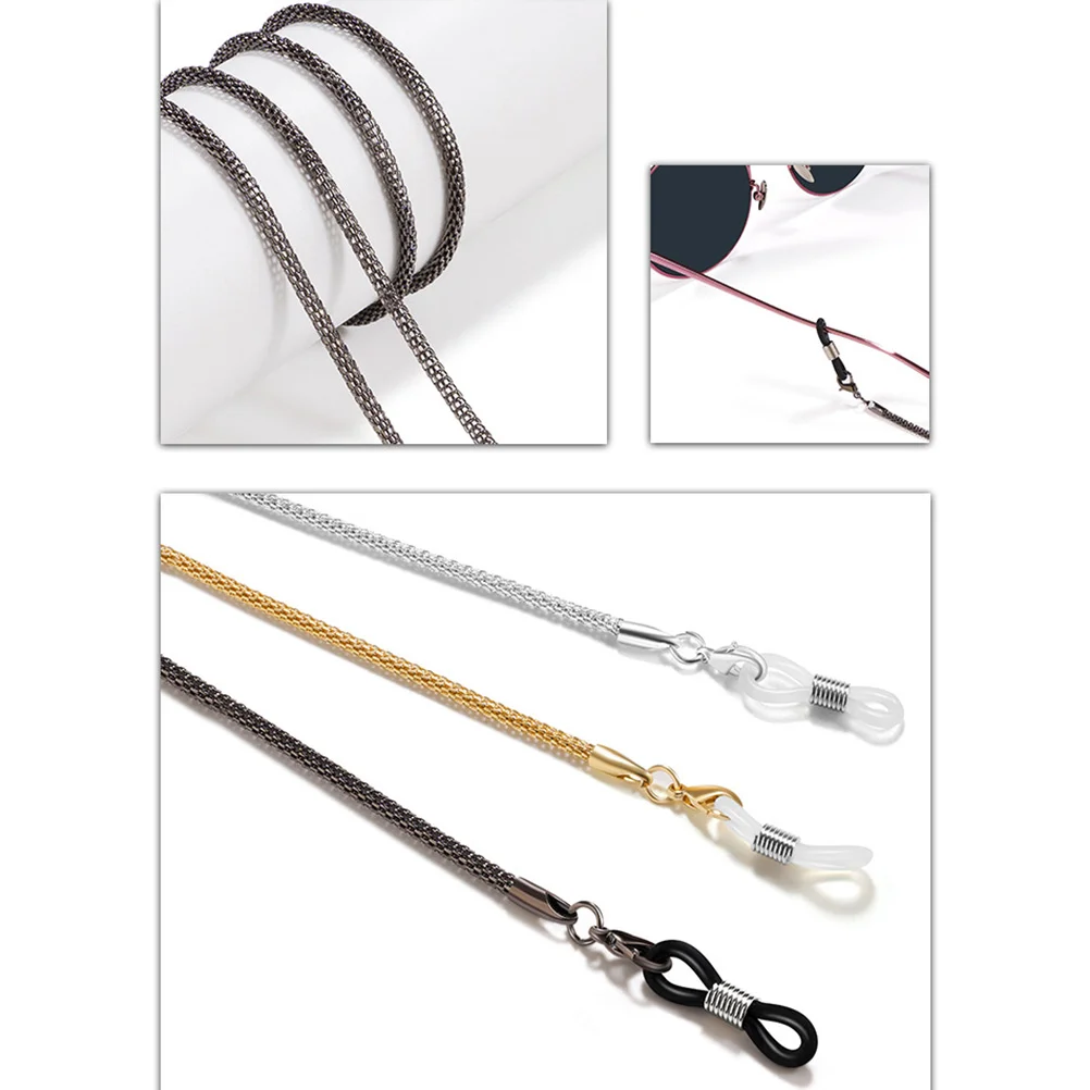 

3pcs Eye Glasses String Holder Chain Eyeglass Lanyards Straps Cords for Men and Glasses Holders Necklace Black Silver