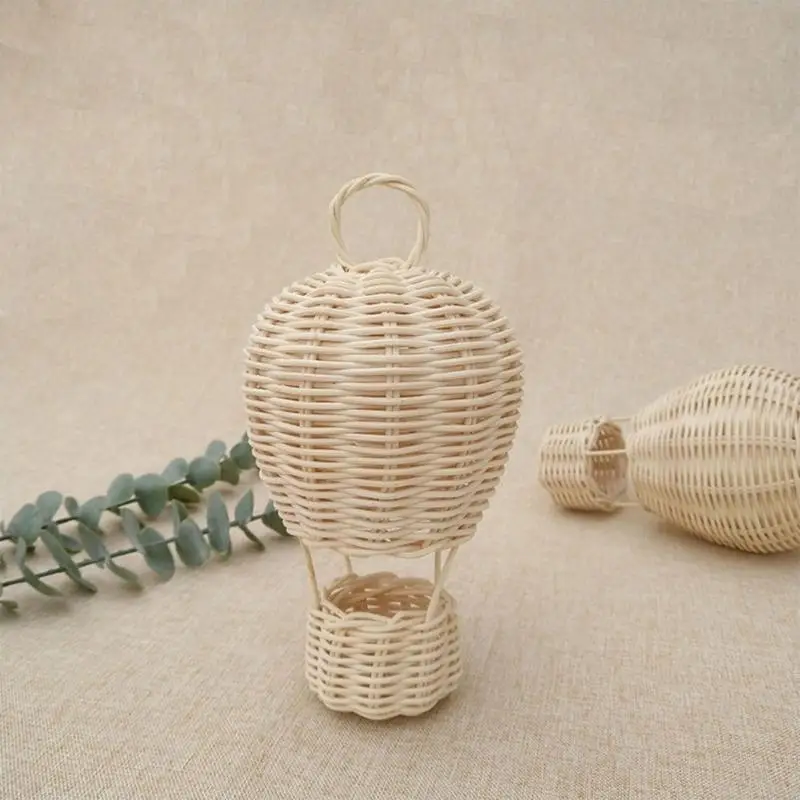 55KF Rattan Hot Air Balloon Hand Woven Charm for Creative Pendant Ornament for Indoor Outdoor Garden Yard Decor 3