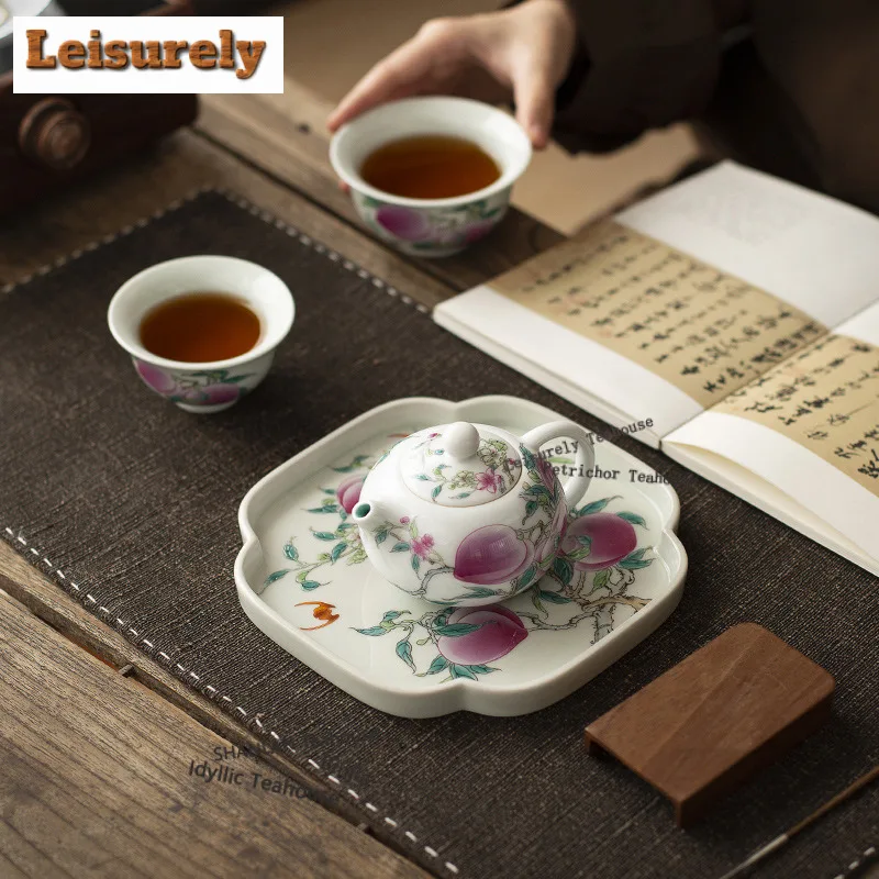 Five Peach Tea Set Complete Set Zen Porcelain Bowls Tea Tools Set Tea Ceremony Set Household Teapot and Tea Cup Set for Tea Gift