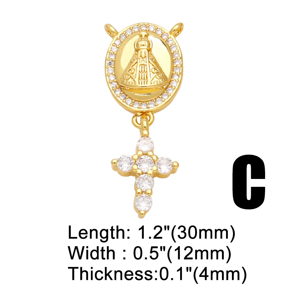 OCESRIO-Pendentif croix Boho en cristal blanc pour la présidence, colliers en cuivre plaqué or, bijoux coeur Vierge Marie, fournitures exécutives, pdtb464