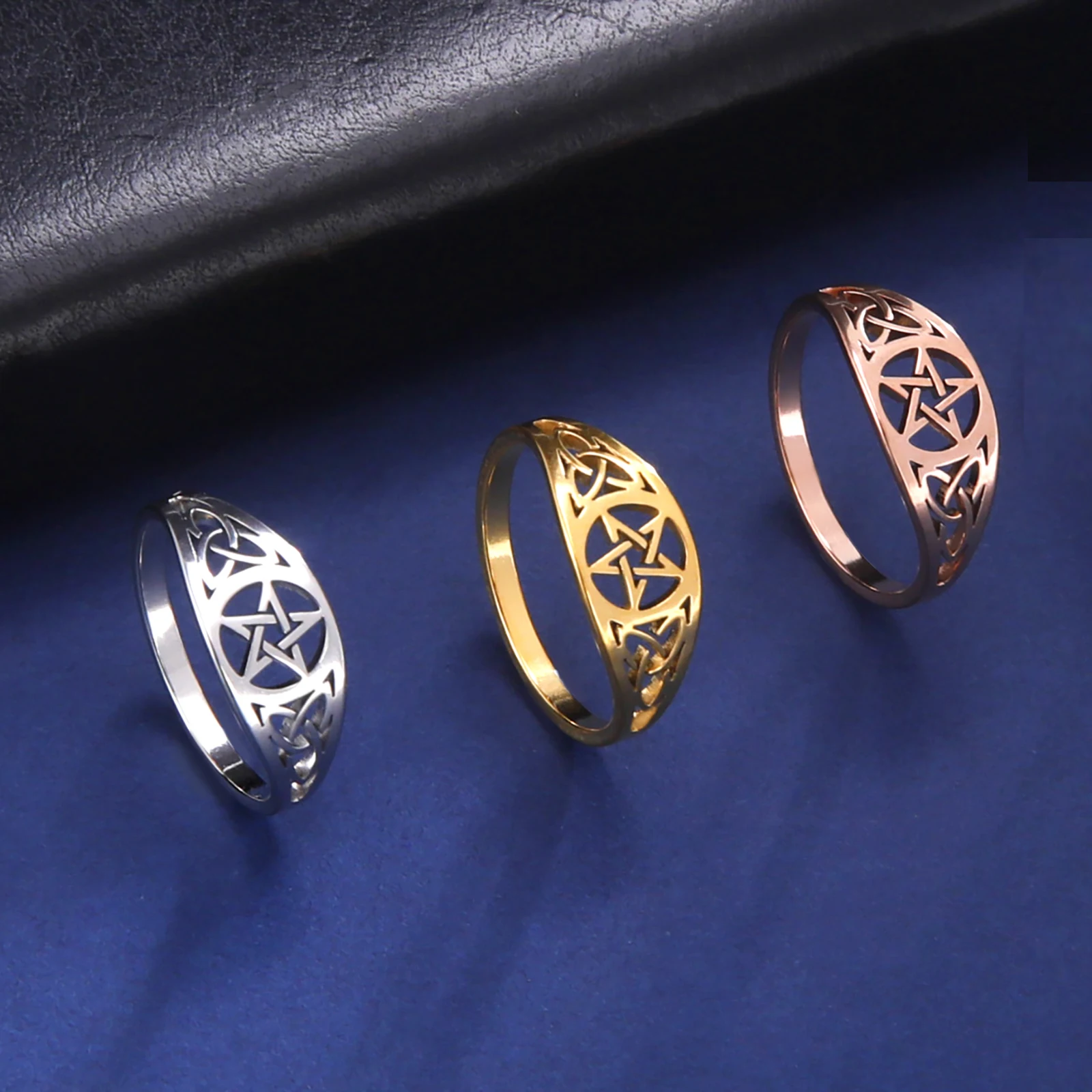 Skyrim In Acciaio Inox Irish Knot Pentagram Star Ring Per Donna Uomo Supernatural Wicca Amuleto Anelli Gioielli Regali All'Ingrosso 2024