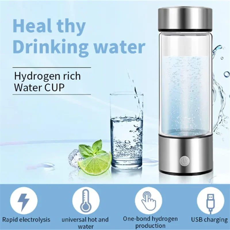 전기 풍부한 수소 물컵, 고품질 필터, 휴대용 가정용 항산화 물컵, 420ml