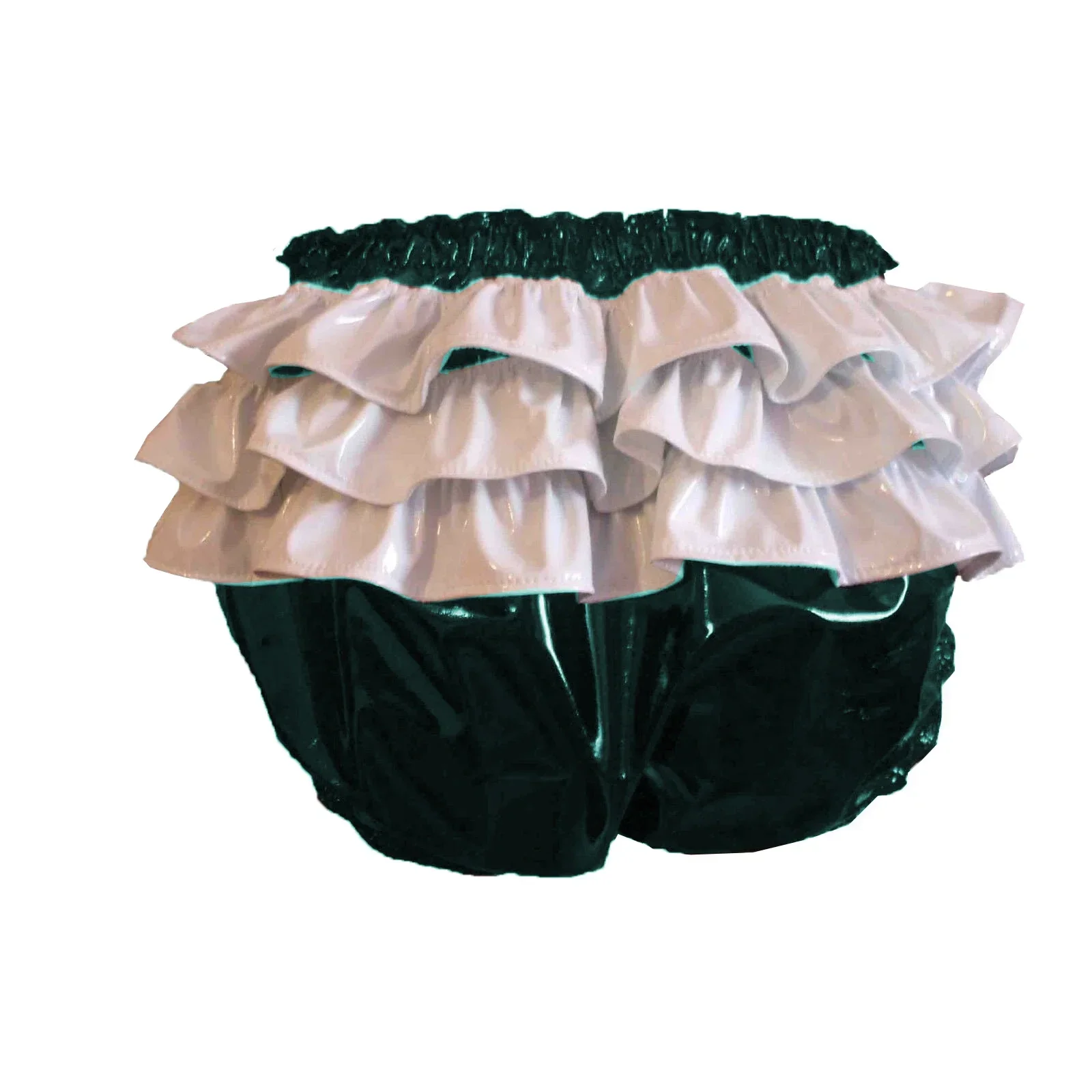 Exotic Lingerie Sissy Glossy PVC Leather Panties Ruffled High Waist High Cut Knickers Wet Look Cosplay Bloomers Fetish Underwear