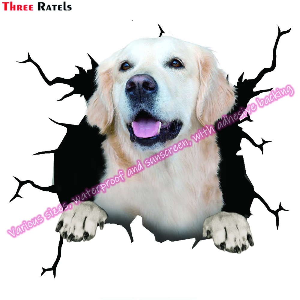 

Three Ratels DA 3D Dog Stickers Peeking Labrador Retriever Stickers for Wall Fridge Toilet Decals