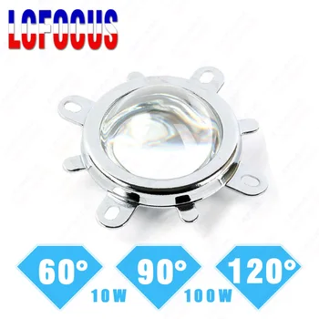 60 90 120 gradi lente LED vetro ottico 44mm 50mm 57mm + collimatore riflettore + staffa fissa per chip COB 10W 20W 30W 50W 100W