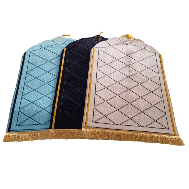 

Islamic Prayer Mat Muslim Ramadan Prayer Rugs Soft Non-Slip Worship Kneeling Rug Travel Thickened Sponge Tassel Carpet Eid Gift