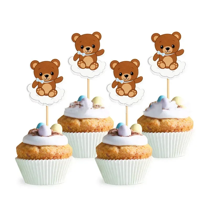 

Cartoon Cloud Bear Cake Decoration Bear Party Cupcake Toppers Babyshower Boy Happy One 1st Teddy Birthday Cake Decor