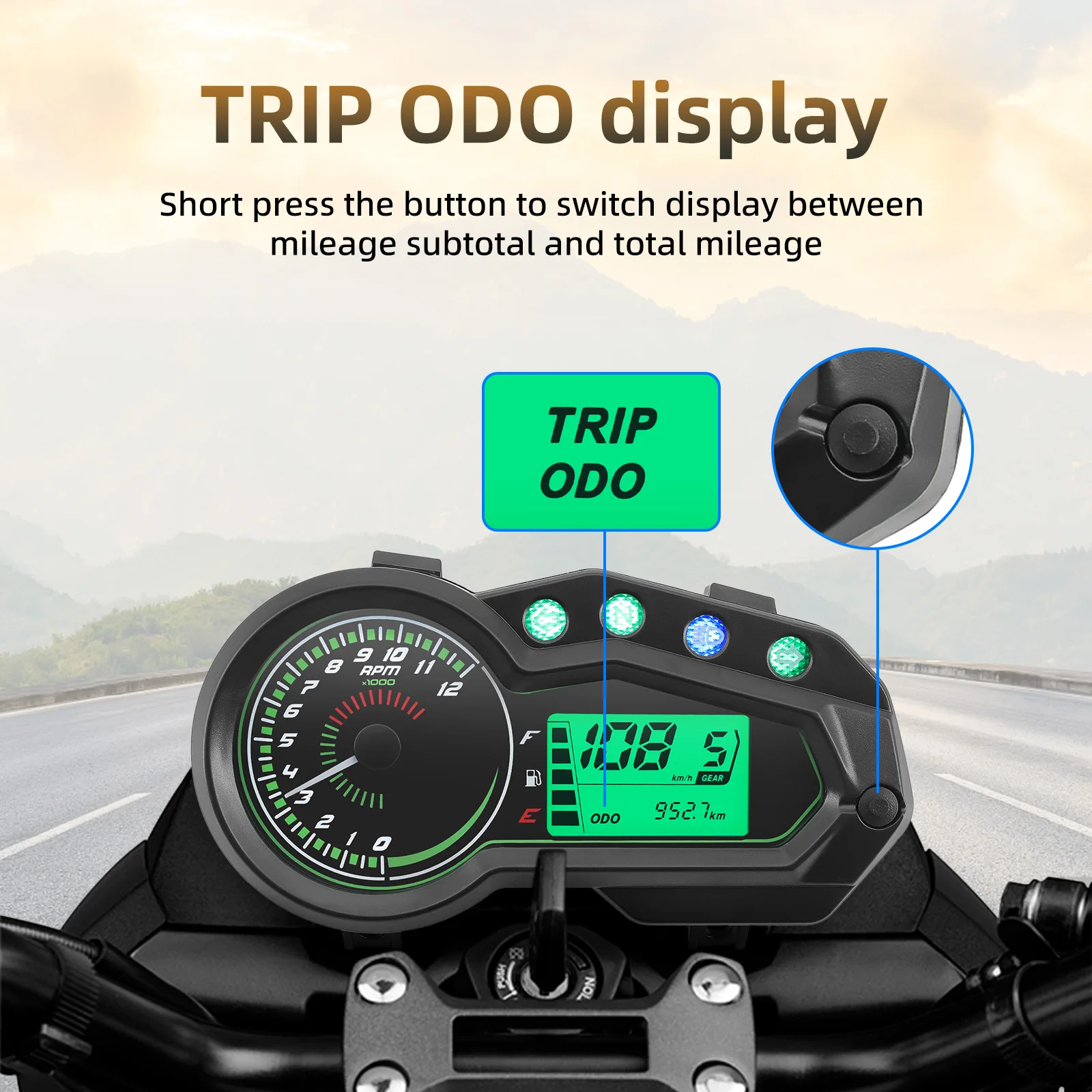 

Motorcycle Tachometer Universal Motorcycles Odometer Speedometer Speed Digital LCD Meter Indicator Panel Moto Instruments Gauges