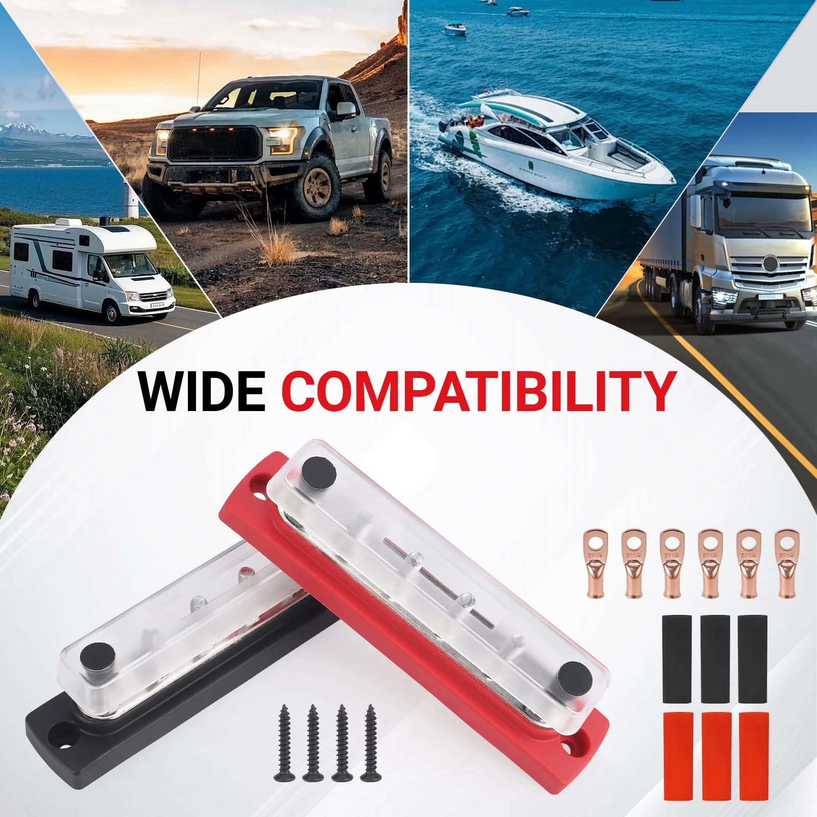 M6 Anschlussklemmen Stromschiene Verteiler 150A 4-Wege 6-Wege Rot Schwarz 48V Hitzebeständiger Stromverteilungsblock Kupfer für EV-Batterie – Detail 8